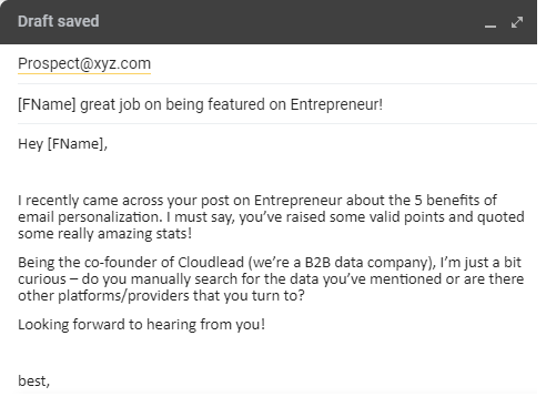 compliment cold email cloudlead